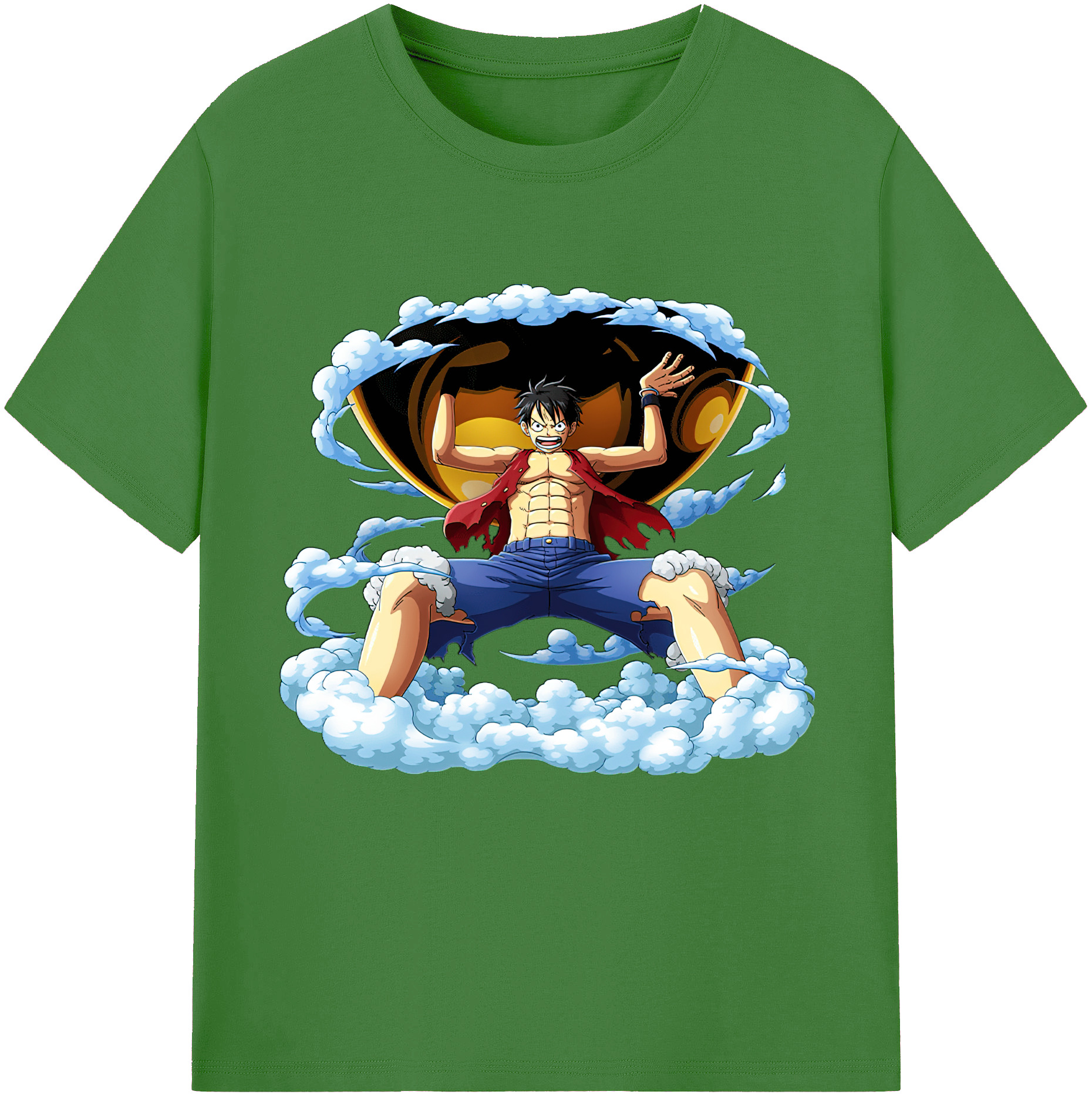 ワンピース モンキー・D・ルフィ ONE PIECE Monkey D. Luffy レディースカジュアルプリントTシャツ（綿100％）